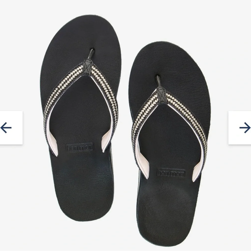 Hari Mari Sandals Flip Flops Women’s Field Puebla Black White Size 9